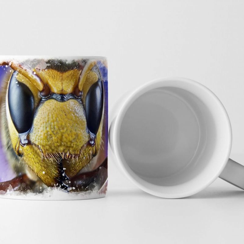 Tasse Geschenk Tierfotografie – Detailaufnahme eines Bienengesichts