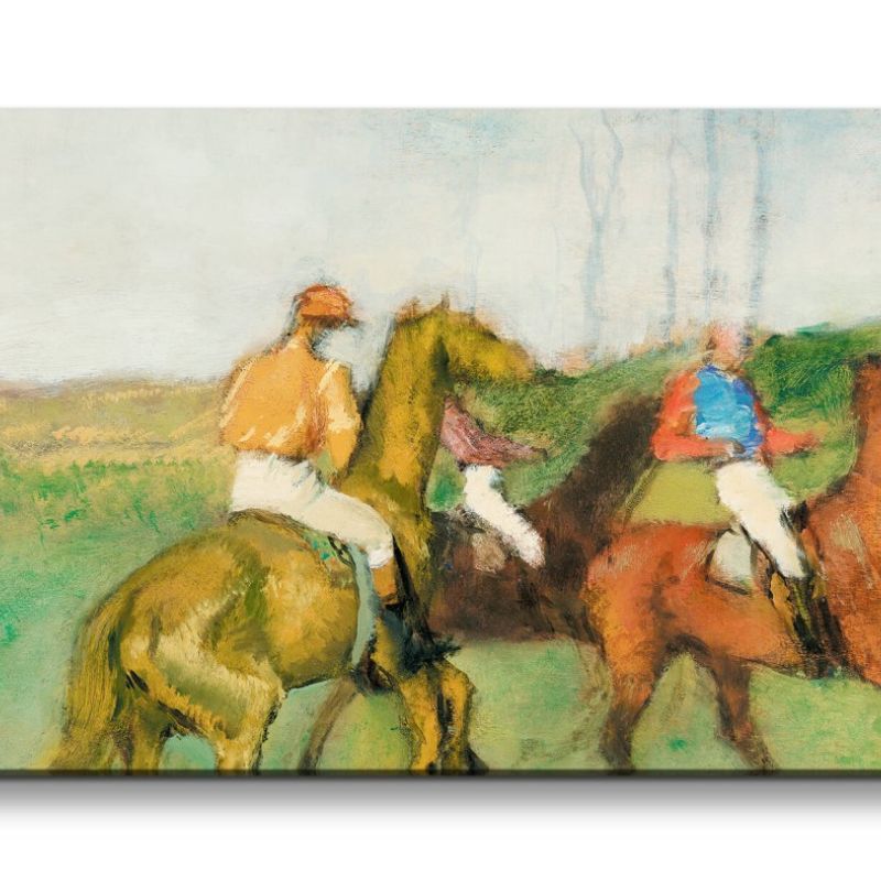 Remaster 120x60cm Edgar Degas weltberühmtes Wandbild Jockeys and Race Horses zeitlose Kunst