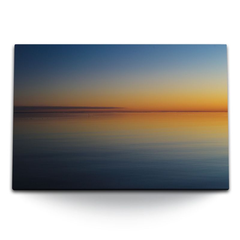 120x80cm Wandbild auf Leinwand Horizont Abenddämmerung Meer Abendrot Sonnenuntergang