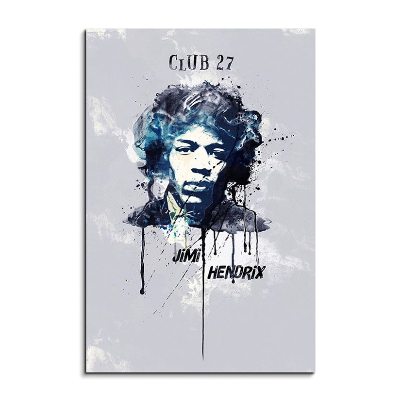 Jimi Hendrix 90x60cm Aquarell Art Wandbild auf Leinwand fertig gerahmt Original Sinus Art