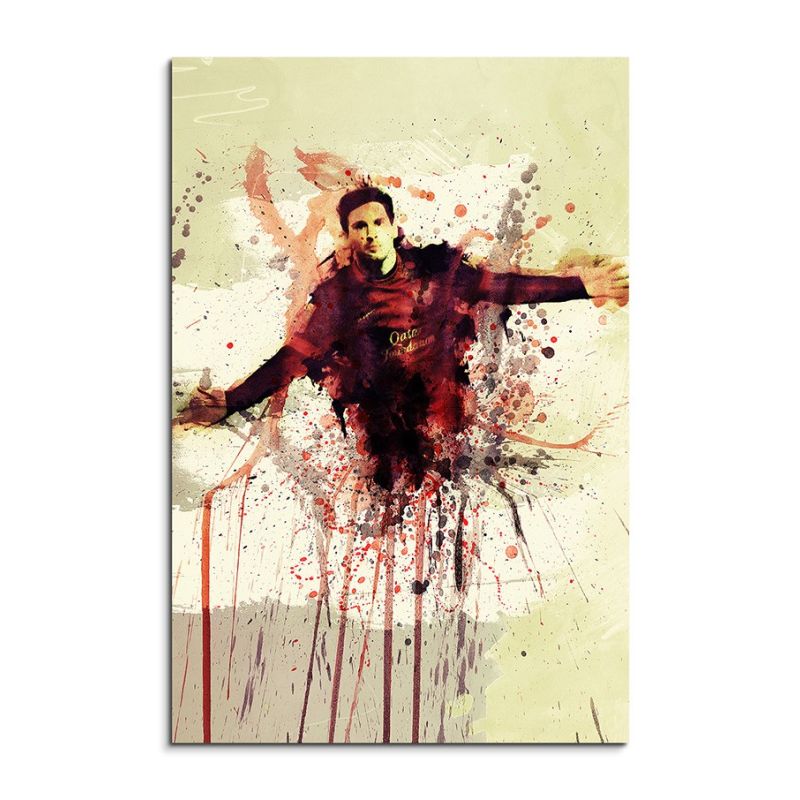 Lionel Messi 90x60cm  Aquarell Art Leinwandbild