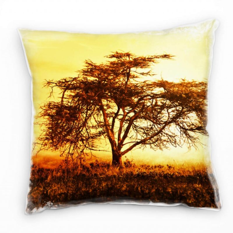 Landschaft, orange, Sonnenuntergang, Afrika Deko Kissen 40x40cm für Couch Sofa Lounge Zierkissen