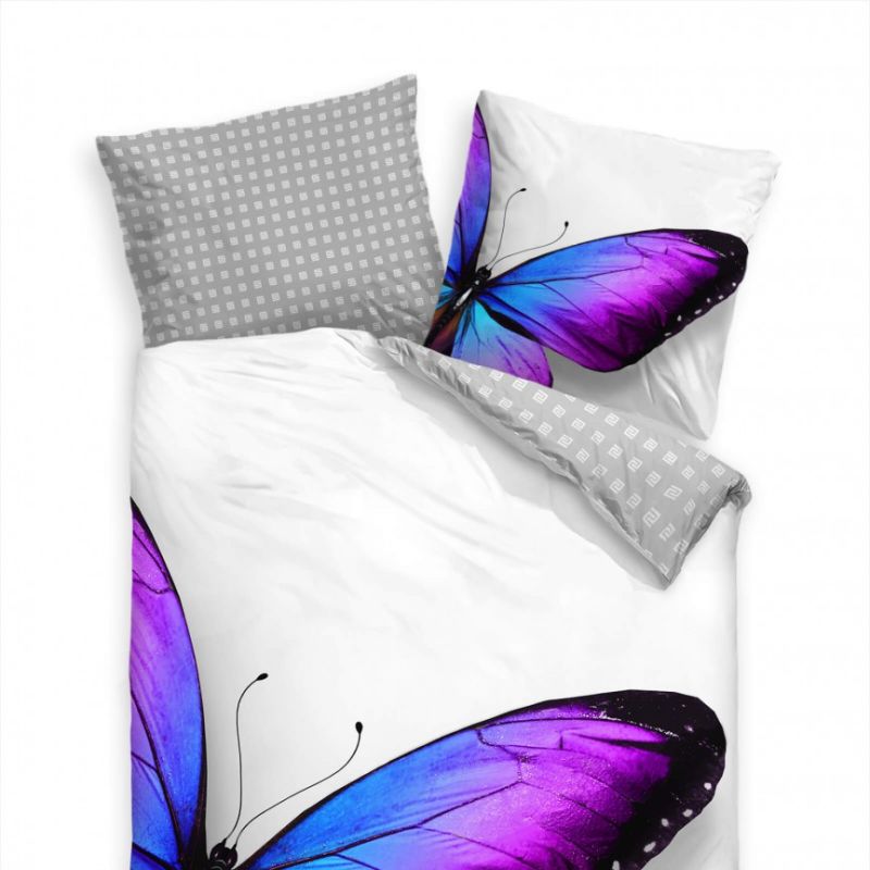 Schmetterling Blau Lila Brilliant Bettwäsche Set 135×200 cm + 80x80cm  Atmungsaktiv