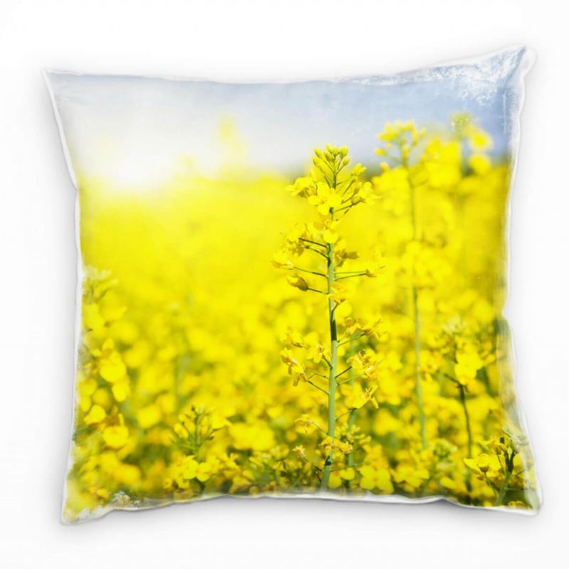 Macro, Blumen, gelb, Sonnenstrahlen Deko Kissen 40x40cm für Couch Sofa Lounge Zierkissen