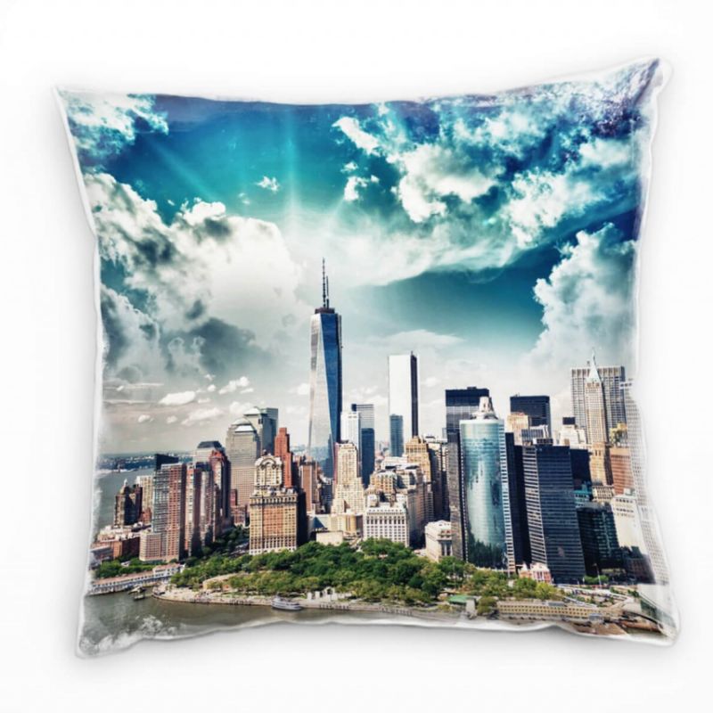 Urbanes und City, New York, Hochhäuser, Wasser Deko Kissen 40x40cm für Couch Sofa Lounge Zierkissen