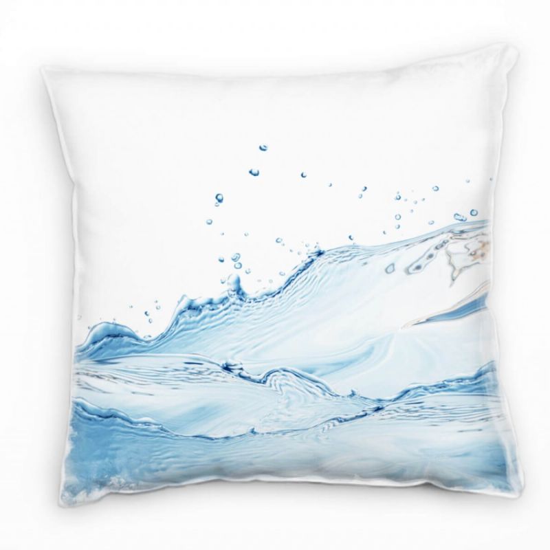 Meer, Wasser, Welle, Wassertropfen, blau, weiß Deko Kissen 40x40cm für Couch Sofa Lounge Zierkissen