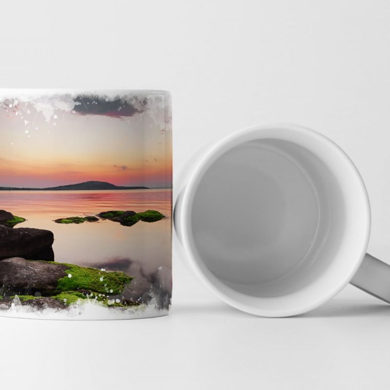 Tasse Geschenk Naturfotografie – wunderschöner Sonnenuntergang im Sommer am See