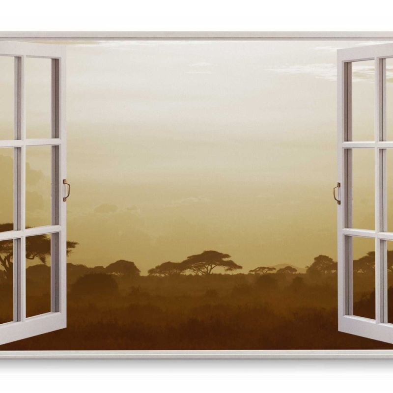 Wandbild 120x80cm Fensterbild Afrikanische Landschaft Natur Horizont Wildnis