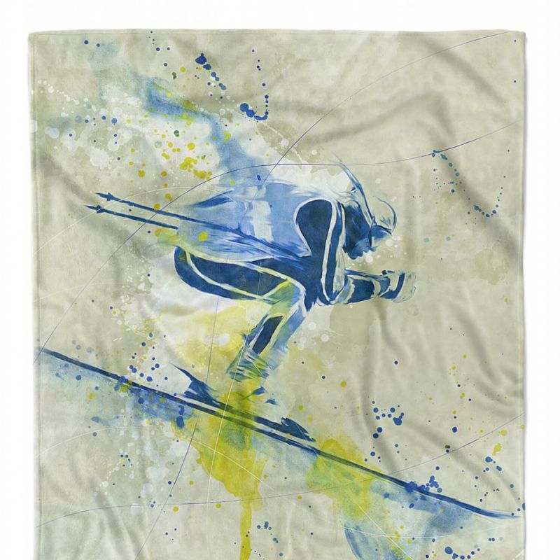 SplashArt Sport Handtuch Strandhandtuch Saunatuch Kuscheldecke Kunstvoll Ski Alpin Sporth