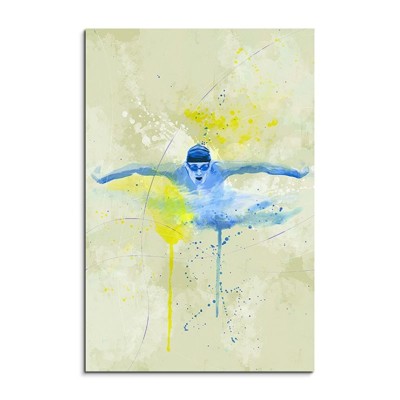 Schwimmen 90x60cm SPORTBILDER Paul Sinus Art Splash Art Wandbild Aquarell Art