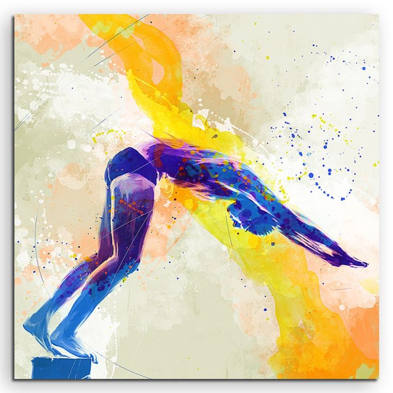 Schwimmen IV 60x60cm Aquarell Art Leinwandbild