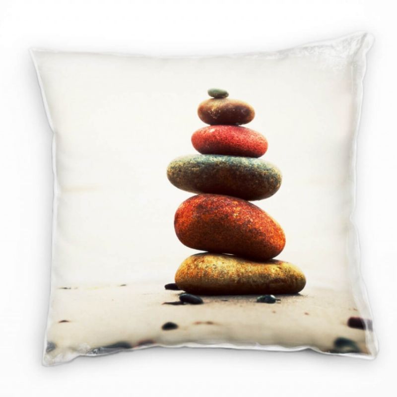 künstlerische Fotografie, Steine, grau, rot, grün, gelb Deko Kissen 40x40cm für Couch Sofa Lounge Zi