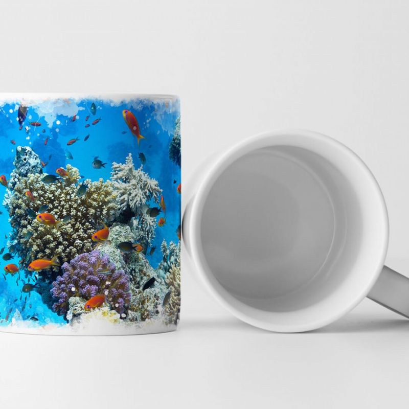 Tasse Geschenk Naturfotografie – Tropisches Korallenriff mit orangen Fischen