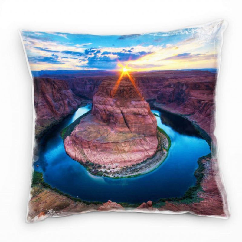 Landschaft, braun, blau, Canyon, Sonnenuntergang Deko Kissen 40x40cm für Couch Sofa Lounge Zierkisse