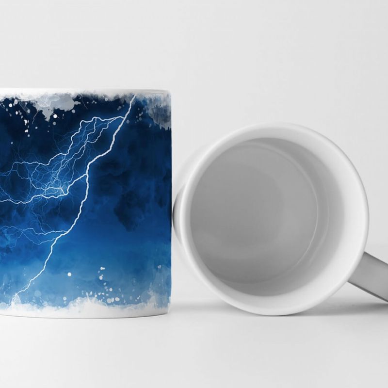 Tasse Geschenk Landschaftsfotografie – Stürmische See bei Nacht mit Gewitter