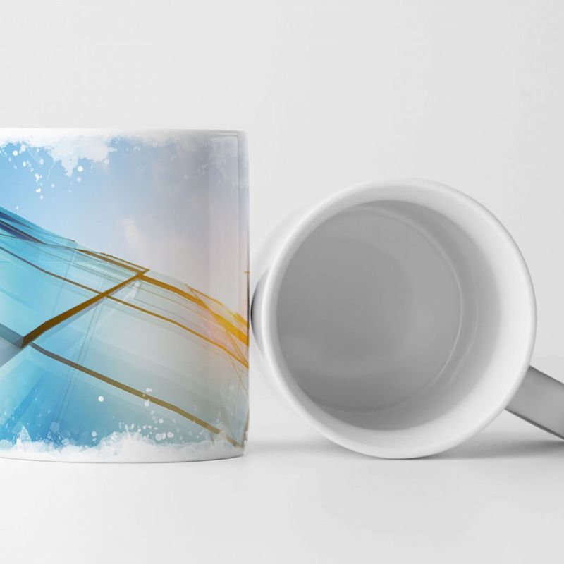 Tasse Geschenk Illustration – Abstraktes Glasgebäude in Blau