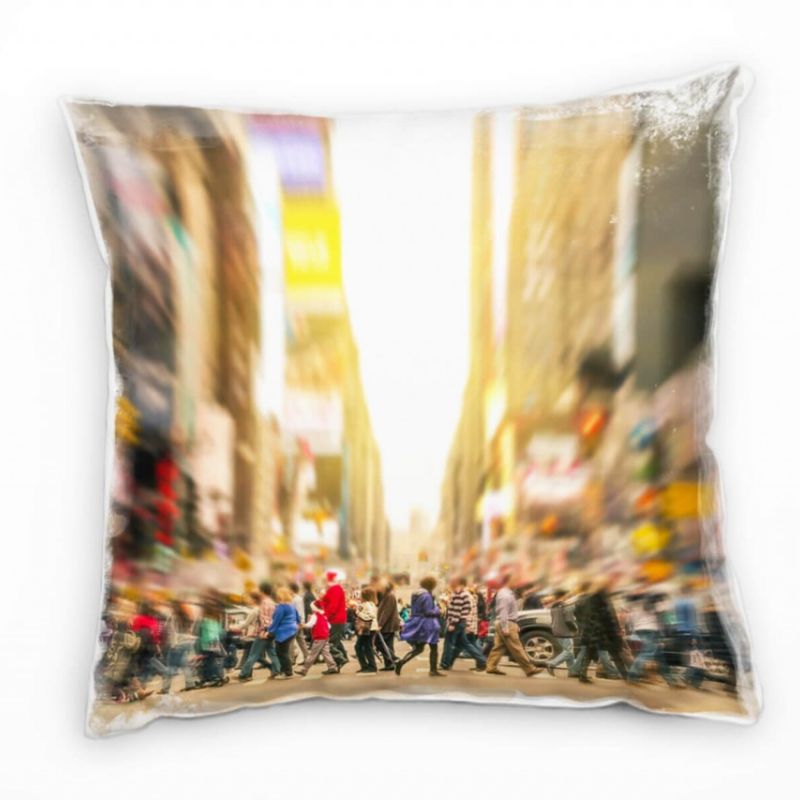 Urban, Menschen, Bewegung, Hochhäuser, bunt Deko Kissen 40x40cm für Couch Sofa Lounge Zierkissen