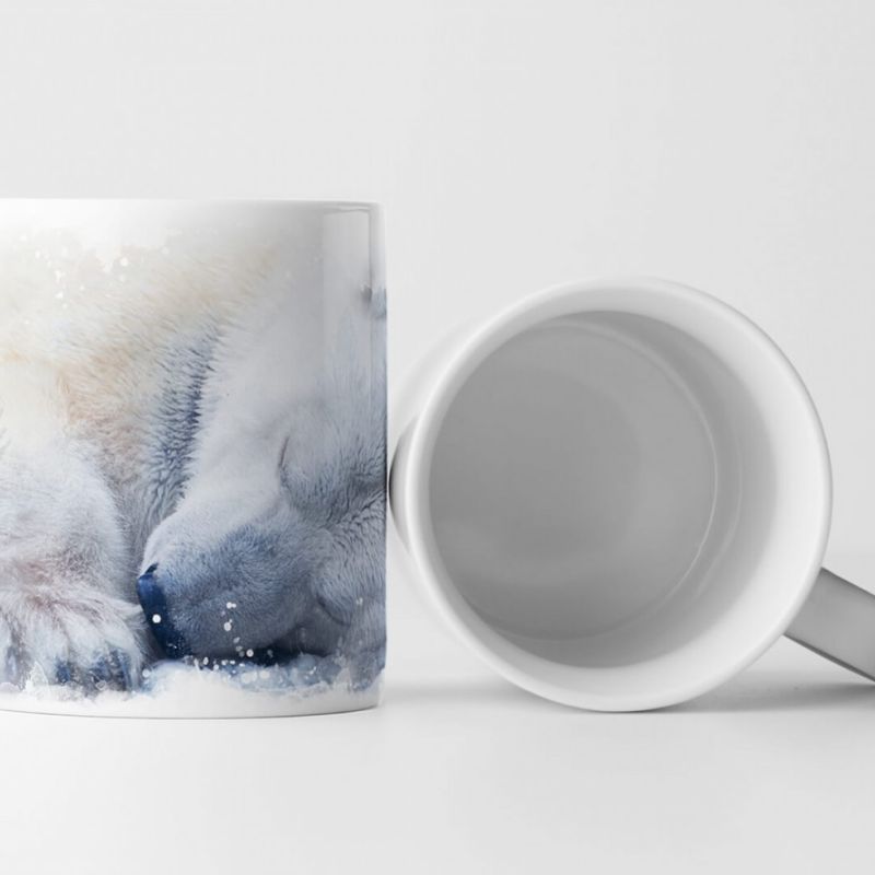 Tasse Geschenk Tierfotografie – Schlafender Polarbär im Schnee