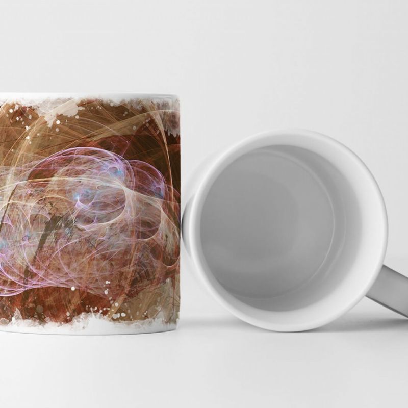 Tasse Geschenk Nußbraun und Rotbraun mit elfenbeinfarbenen Linien