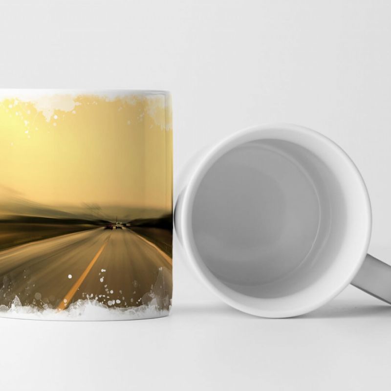 Tasse Geschenk Landschaftsfotografie – Lange Autobahn