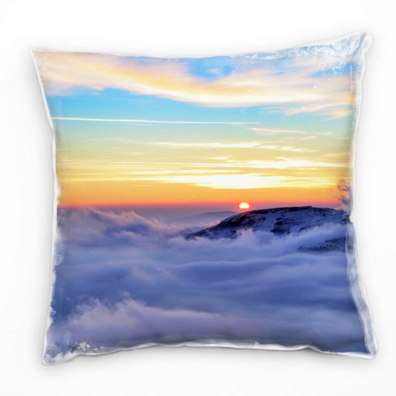 Winter, grau, orange, Wolken, Sonnenaufgang Deko Kissen 40x40cm für Couch Sofa Lounge Zierkissen