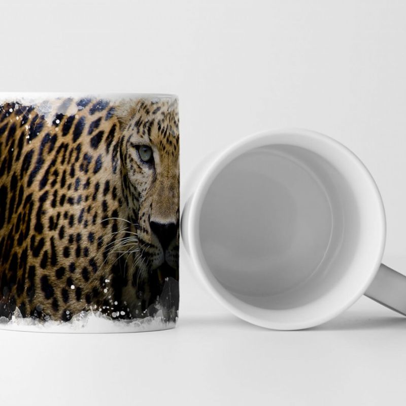 Tasse Geschenk Tierfotografie – Leopard mit grünen Augen