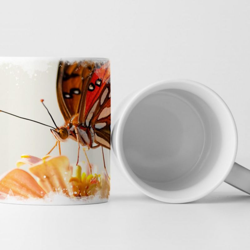 Tasse Geschenk Naturfotografie – Schmetterling auf Blüte