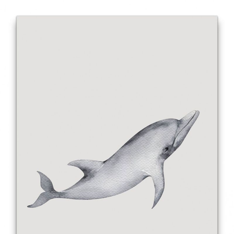 Delfin Wasserfarben Grautöne Minimalistisch Modern Kunstvoll