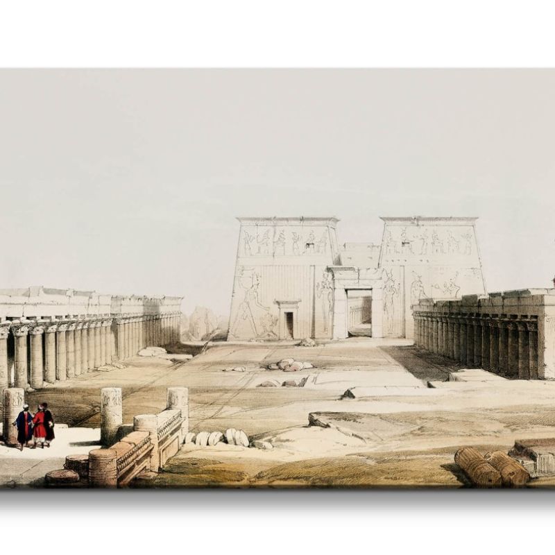 Remaster 120x60cm Tempelanlage Ägypten Luxor Antik schöne Illustration Kunstvoll