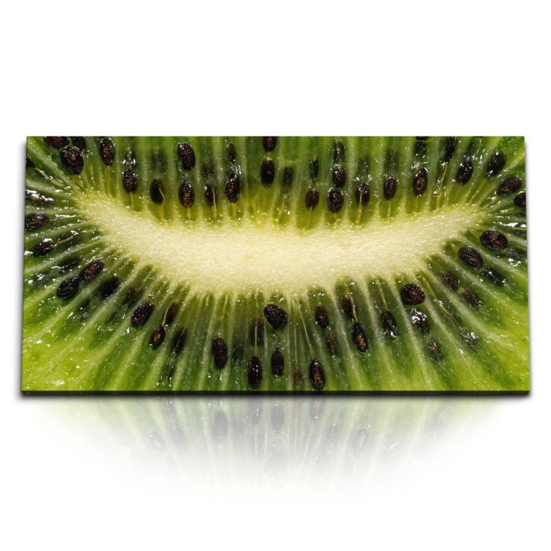 Kunstdruck Bilder 120x60cm Kiwi Nahaufnahme Makrofotografie Küche Frucht Grün