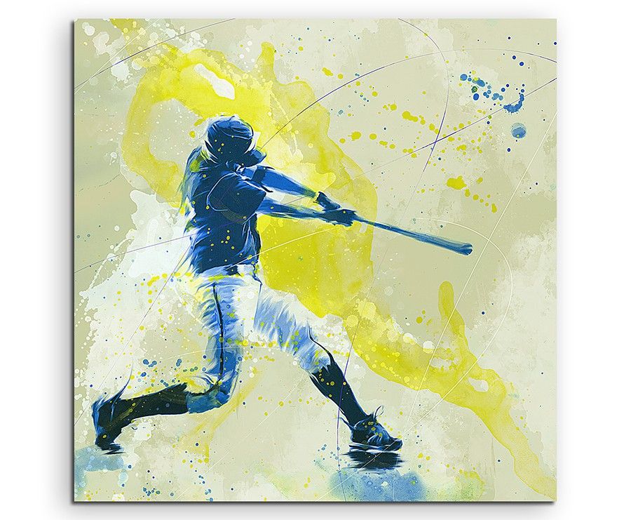 Baseball III 60x60cm SPORTBILDER Paul Sinus Art Splash Art Wandbild Aquarell Art