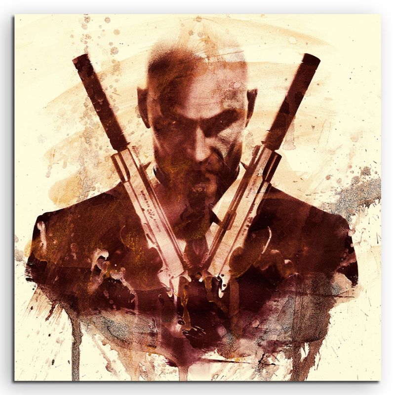 Hitman Absolution 60x60cm  Aquarell Art Leinwandbild