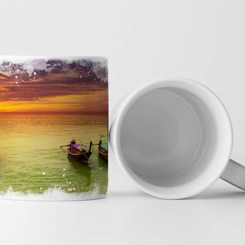 Tasse Geschenk Landschaftsfotografie – Boote am Strand