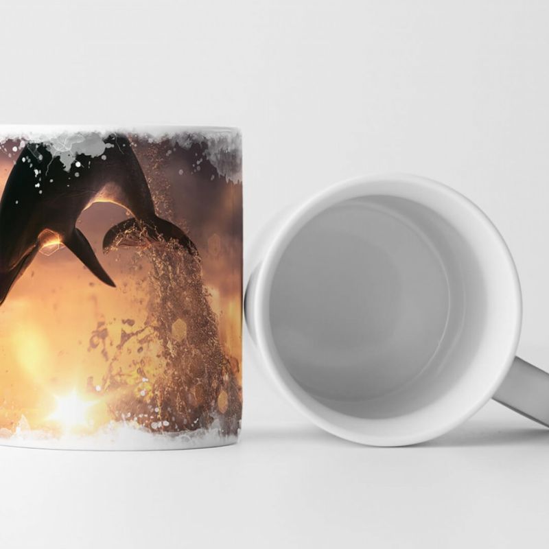 Tasse Geschenk Tierfotografie – Springender Delfin bei Sonnenaufgang