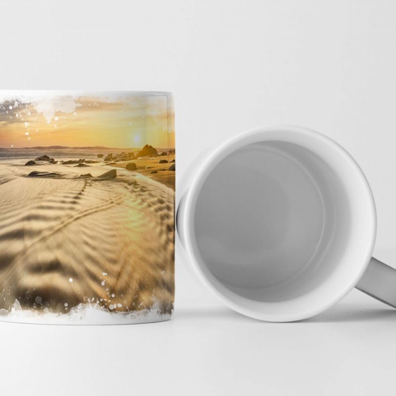 Tasse Geschenk Landschaftsfotografie – Flussmündung am Meer in der Sonne