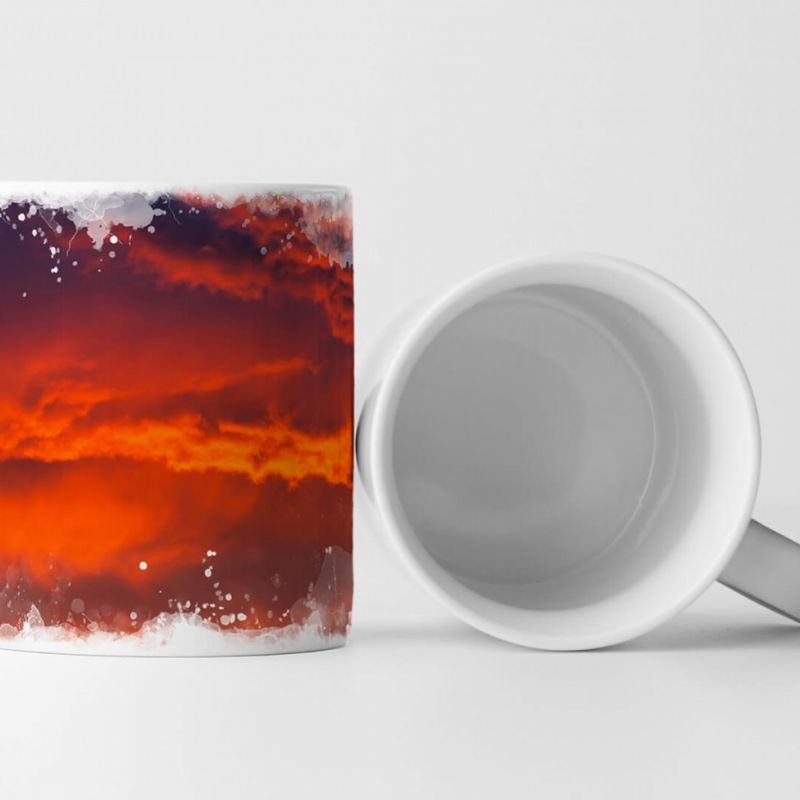 Tasse Geschenk Landschaftsfotografie – Roter wolkiger Sonnenaufgang