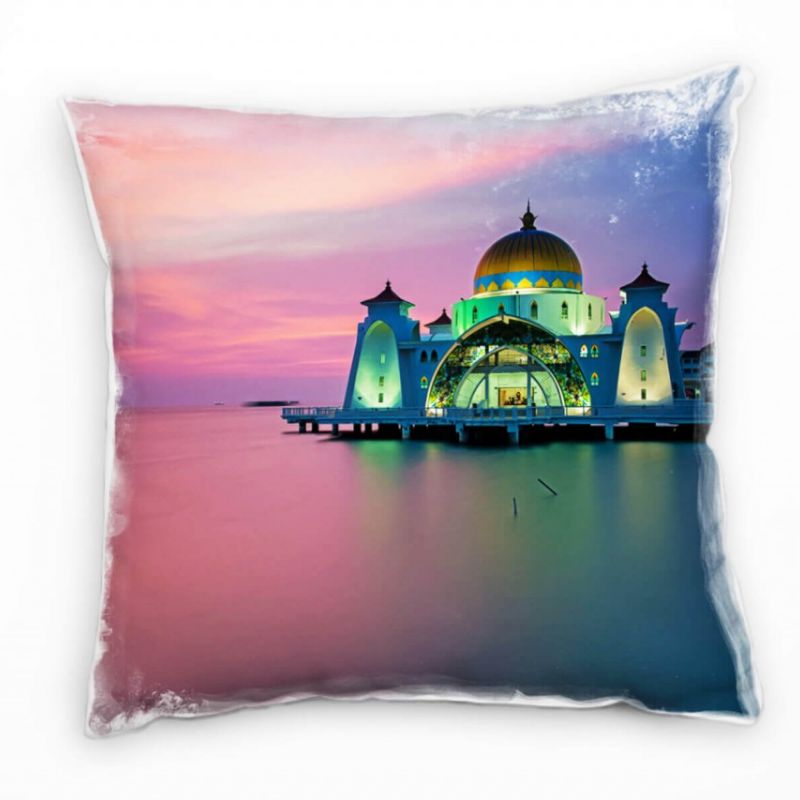 Urban, Moschee, Sonnenuntergang, Meer, bunt Deko Kissen 40x40cm für Couch Sofa Lounge Zierkissen