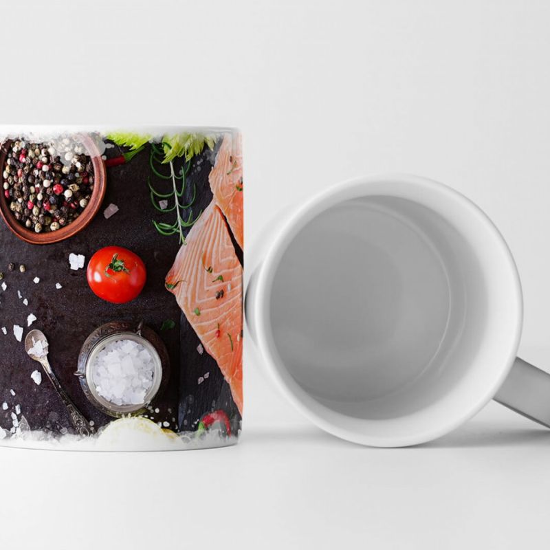 Tasse Geschenk Food-Fotografie – Lachs und Gewürze