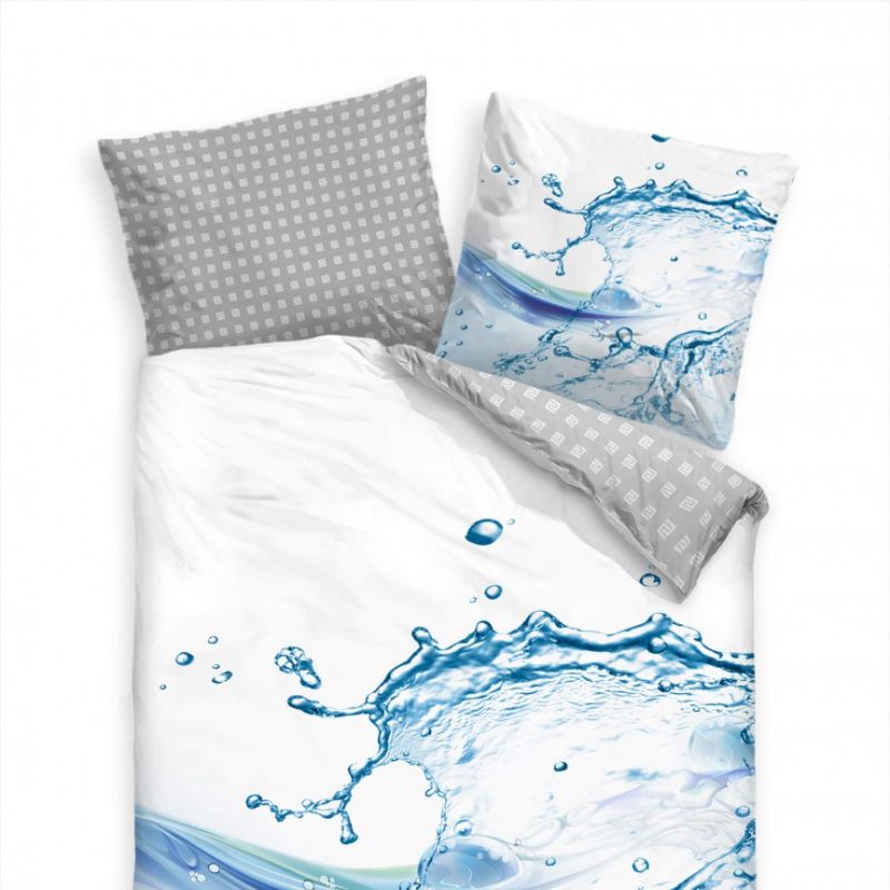 Wasserspritzer 3D Illustration Blau Bettwäsche Set 135×200 cm + 80x80cm  Atmungsaktiv