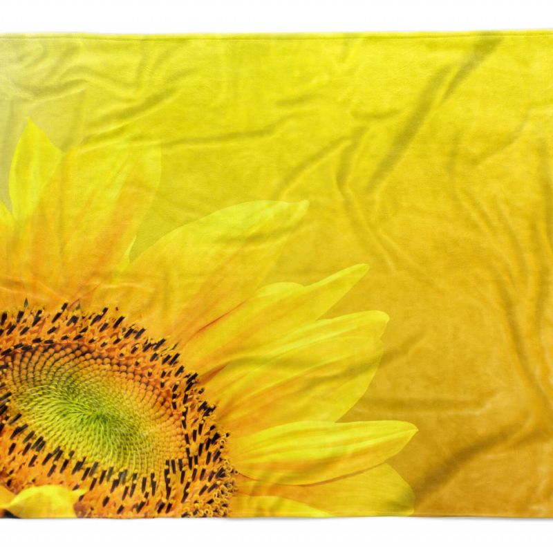 Handtuch Strandhandtuch Saunatuch Kuscheldecke  mit Fotomotiv Sonnenblume Gelb S