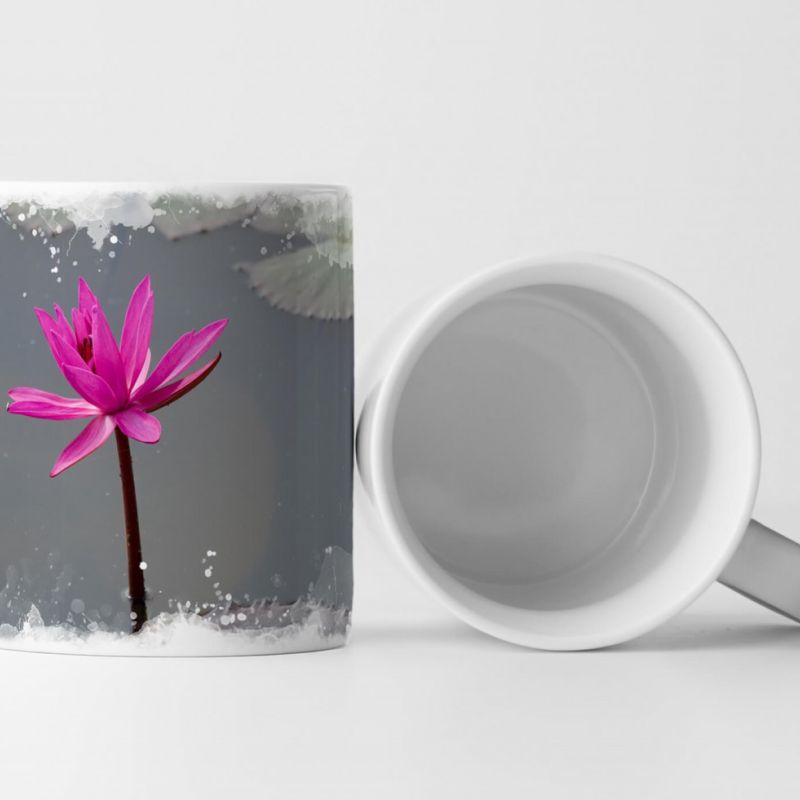 Tasse Geschenk Roter Lotus auf dem Fluss