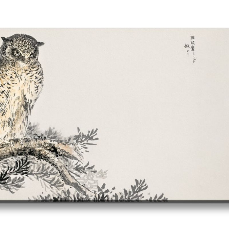 Remaster 120x60cm Wunderschöne traditionell japanische Kunst Zeitlos Eule Natur Harmonie