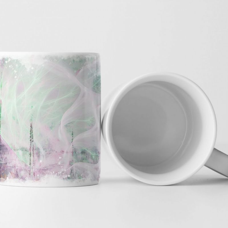 Tasse Geschenk Abstraktion mit Skyline, mintgrün und grau