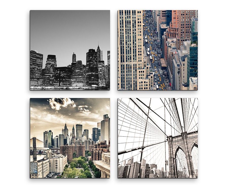 4 teiliges Leinwandbild je 30x30cm  –  New York Skyline Amerika Wolkenkratzer