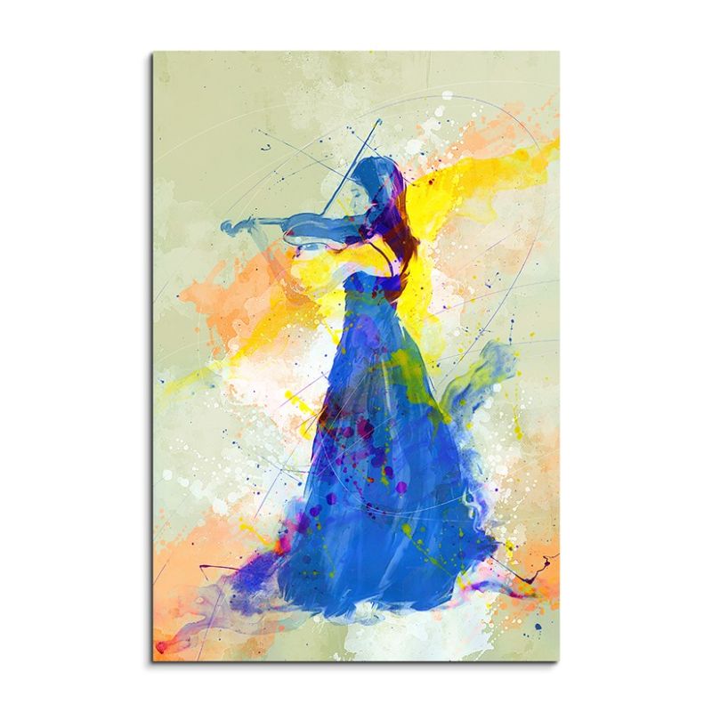 Violine Player I 90x60cm Aquarell Art Leinwandbild