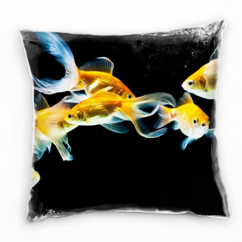 Tiere, Goldfische, orange, schwarz Deko Kissen 40x40cm für Couch Sofa Lounge Zierkissen