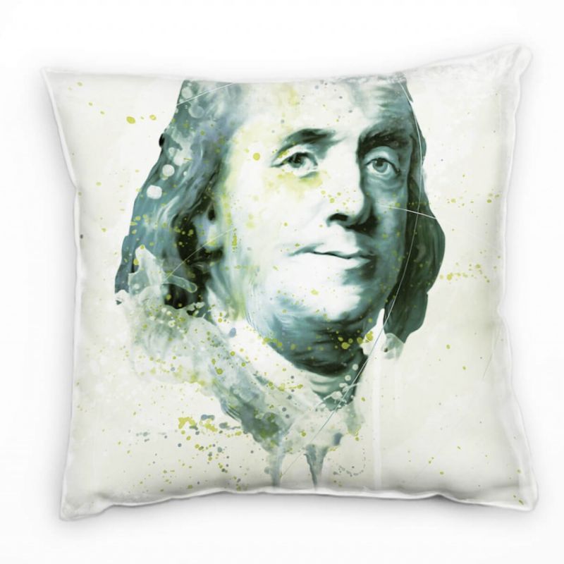 Benjamin Franklin Deko Kissen Bezug 40x40cm für Couch Sofa Lounge Zierkissen