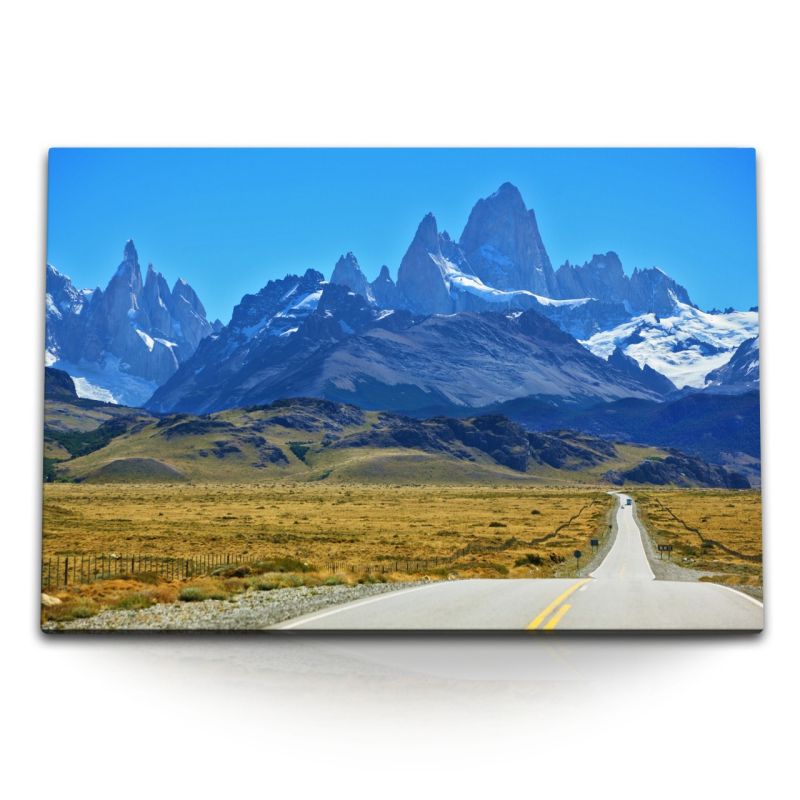 120x80cm Wandbild auf Leinwand Patagonia Chile Anden Gebirge Berge Blau Natur