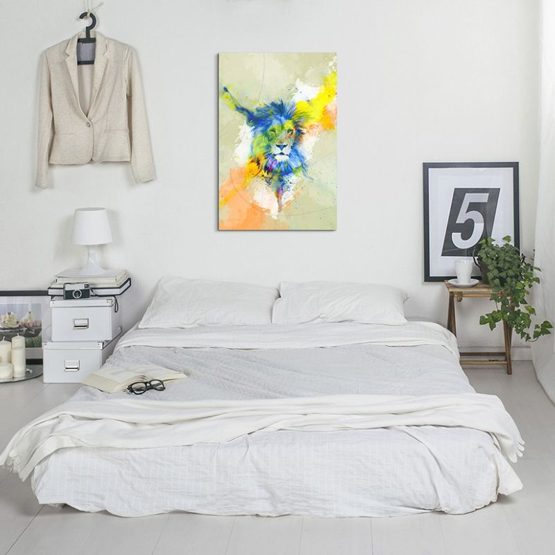 Loewe 90x60cm Aquarell Art Leinwandbild