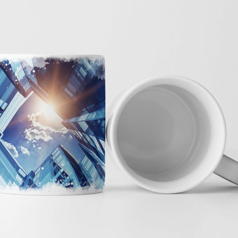 Tasse Geschenk Collage Hochhäuser aus Froschperspektive